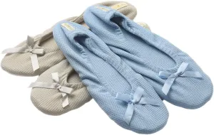 Roxoni Women's Terry Classic Cotton & Velour Ballerina Slippers (Pack of 2)