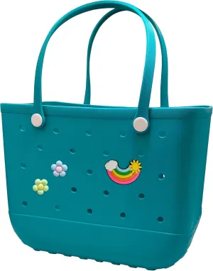 Rubber Beach Bag Waterproof Washable Tip-Proof Durable Tote Bag for Beach Pool Sports Modern Versatile Rubber Tote