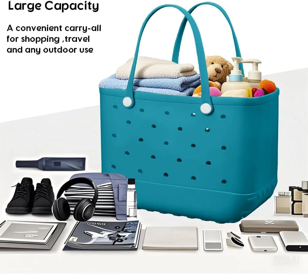 Rubber Beach Bag Waterproof Washable Tip-Proof Durable Tote Bag for Beach Pool Sports Modern Versatile Rubber Tote
