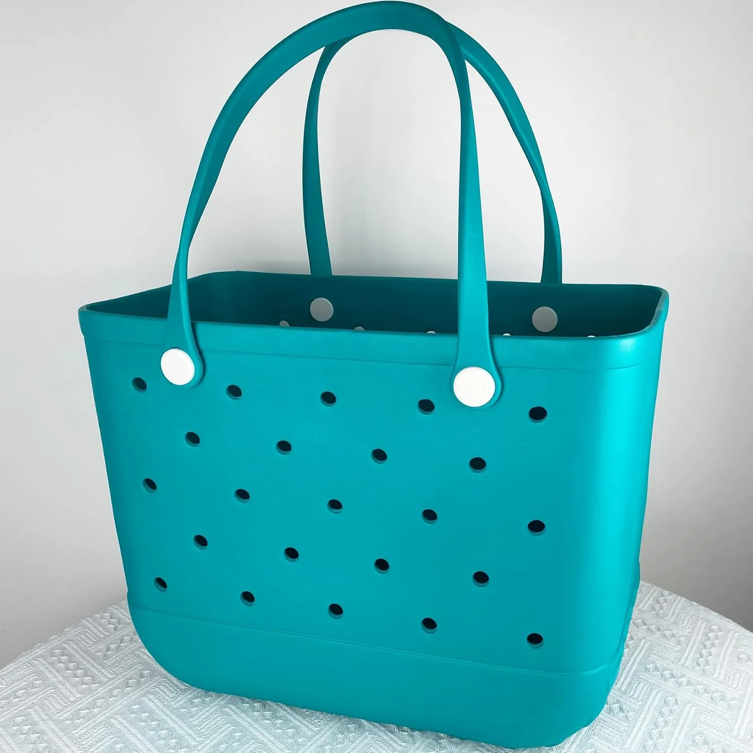 Rubber Beach Bag Waterproof Washable Tip-Proof Durable Tote Bag for Beach Pool Sports Modern Versatile Rubber Tote