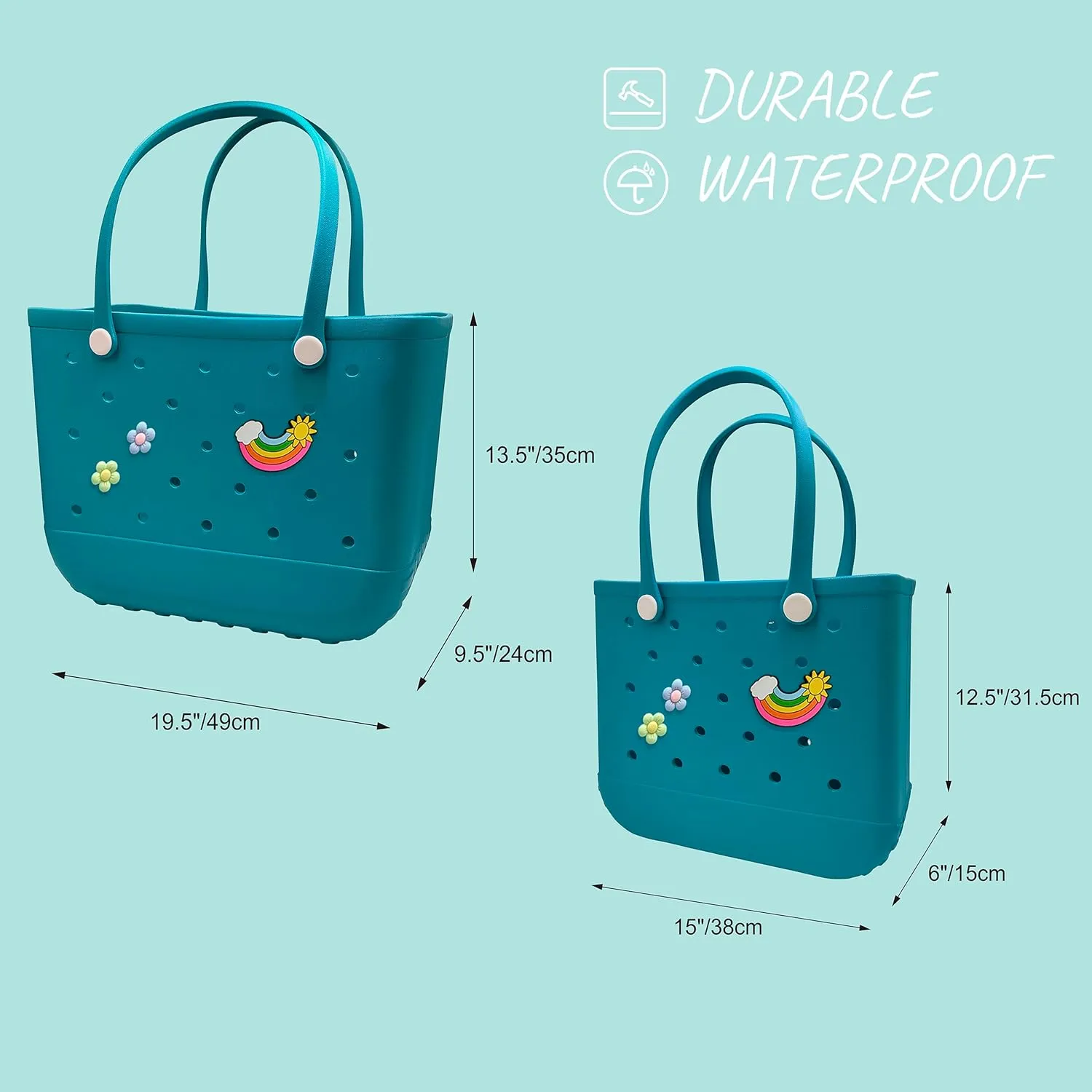 Rubber Beach Bag Waterproof Washable Tip-Proof Durable Tote Bag for Beach Pool Sports Modern Versatile Rubber Tote