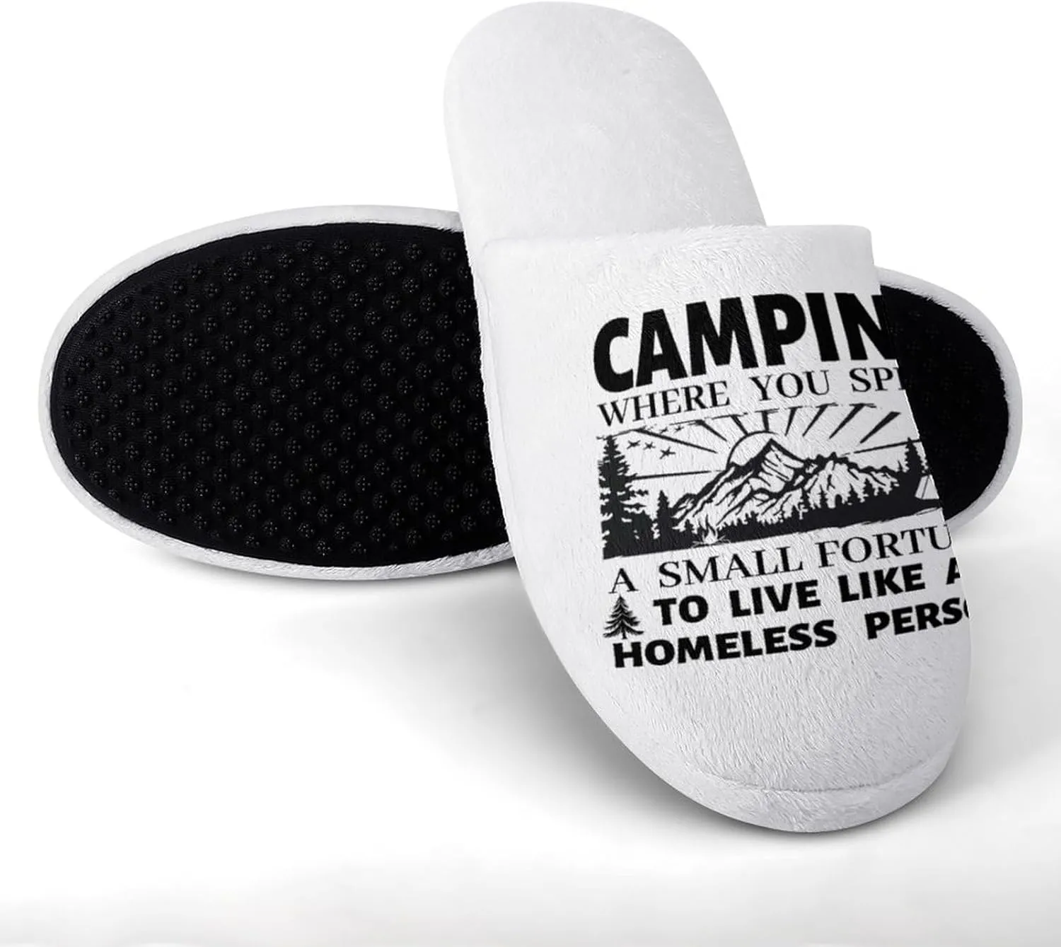 Rustic Camping Print Men's Slipper Non Slip Comfortable Winter Warm Home House Shoes Indoor Slippers