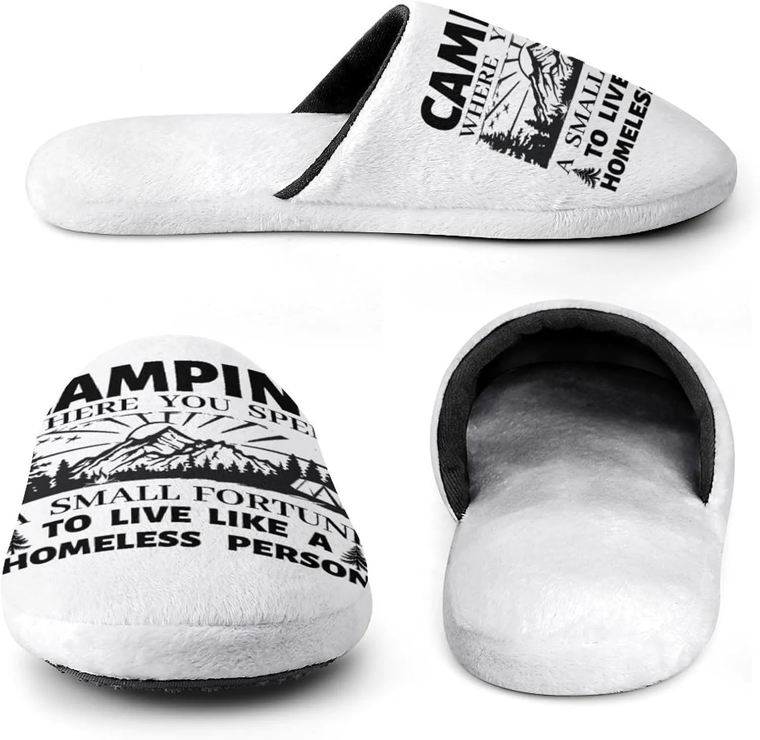 Rustic Camping Print Men's Slipper Non Slip Comfortable Winter Warm Home House Shoes Indoor Slippers