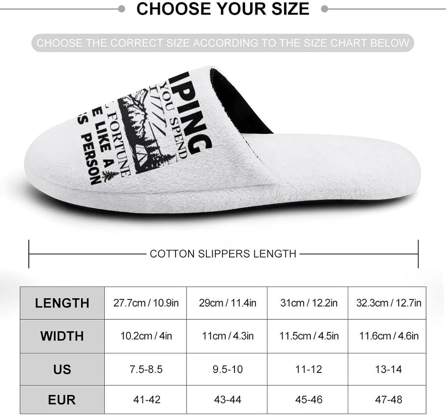 Rustic Camping Print Men's Slipper Non Slip Comfortable Winter Warm Home House Shoes Indoor Slippers