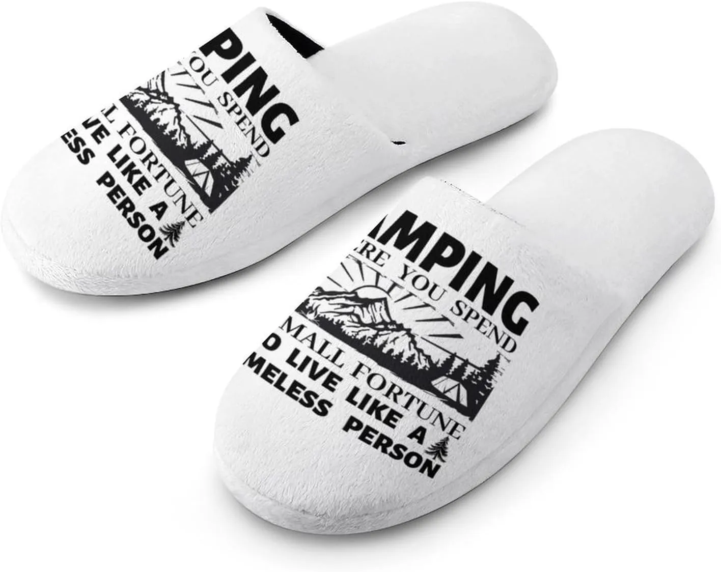 Rustic Camping Print Men's Slipper Non Slip Comfortable Winter Warm Home House Shoes Indoor Slippers