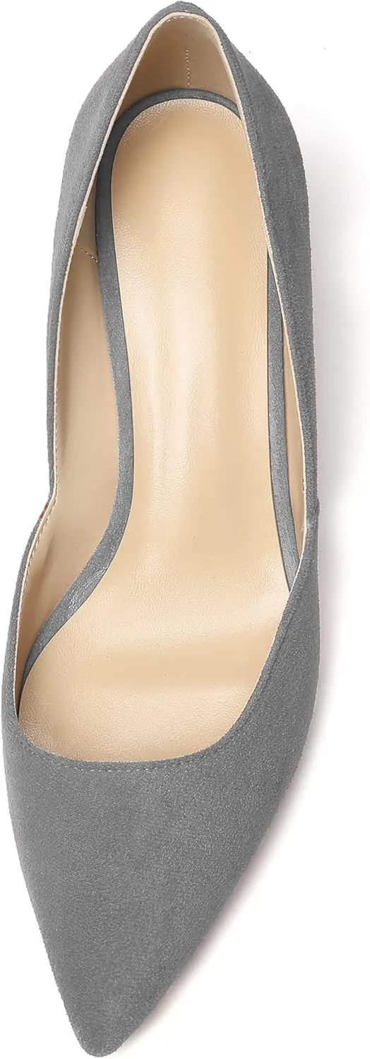SAMMITOP Women's Pointed Toe D'Orsay Block Chunky Heels Pumps Slip On Classic Dress Shoes