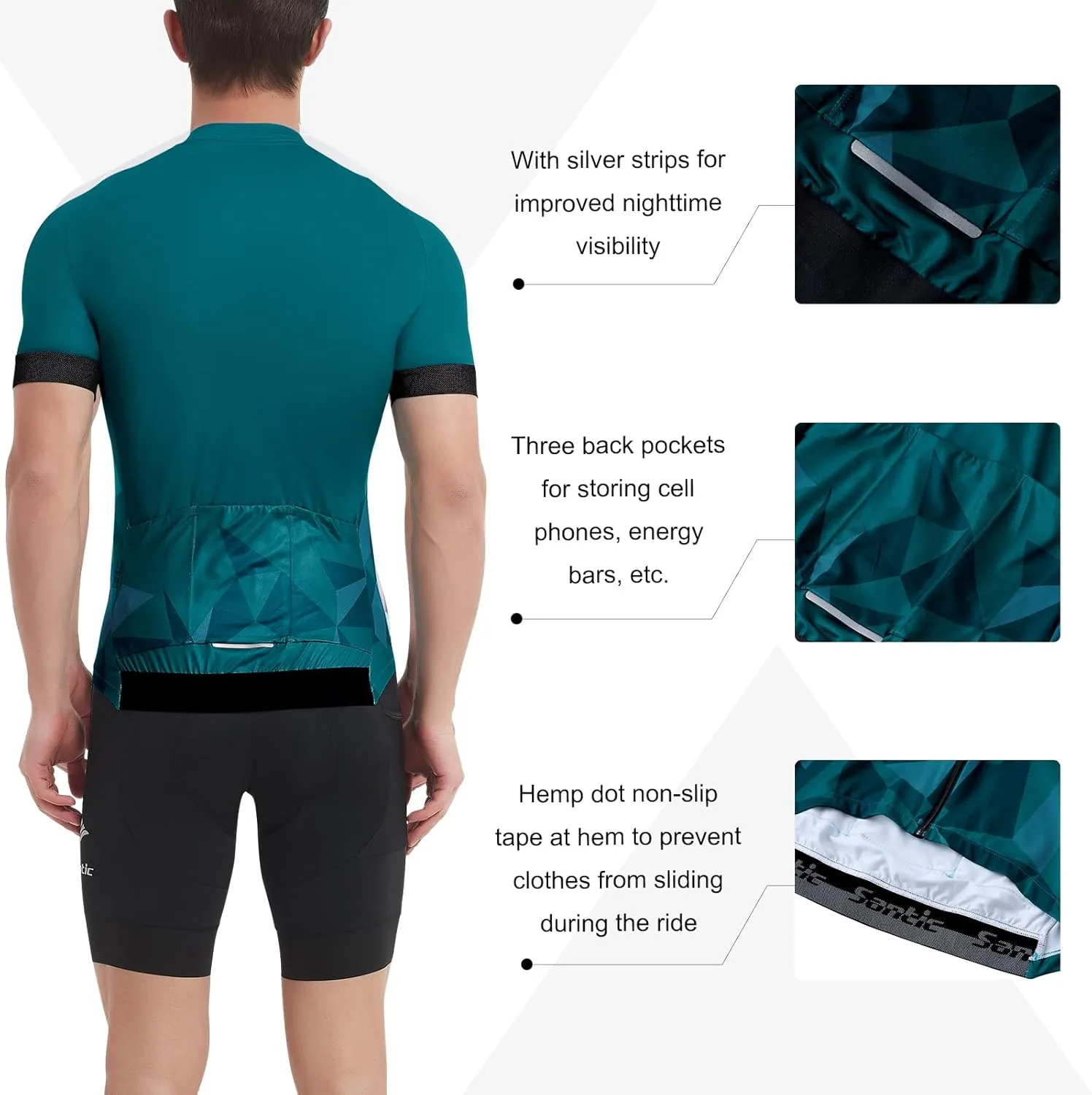 Santic Cycling Jersey Men's Short Sleeve Tops Mountain Biking Shirts Bicycle Jacket with Pockets …