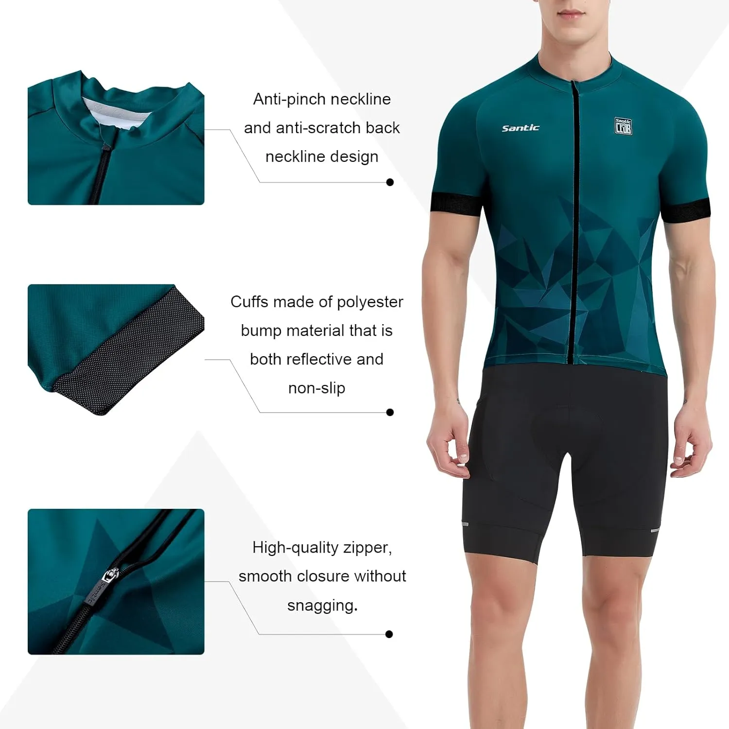 Santic Cycling Jersey Men's Short Sleeve Tops Mountain Biking Shirts Bicycle Jacket with Pockets …