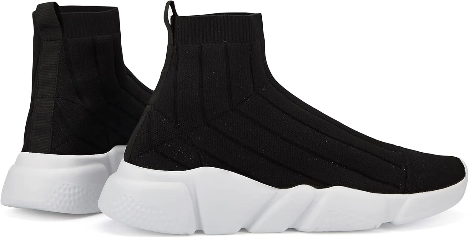 Santiro Mens High Top Sneakers Gym Breathable Tennis Running Walking Slip On Shoes