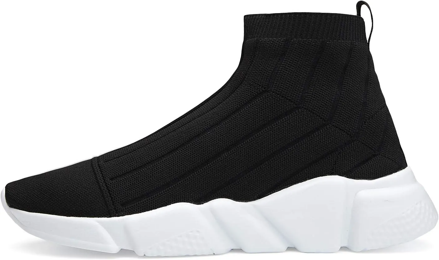 Santiro Mens High Top Sneakers Gym Breathable Tennis Running Walking Slip On Shoes