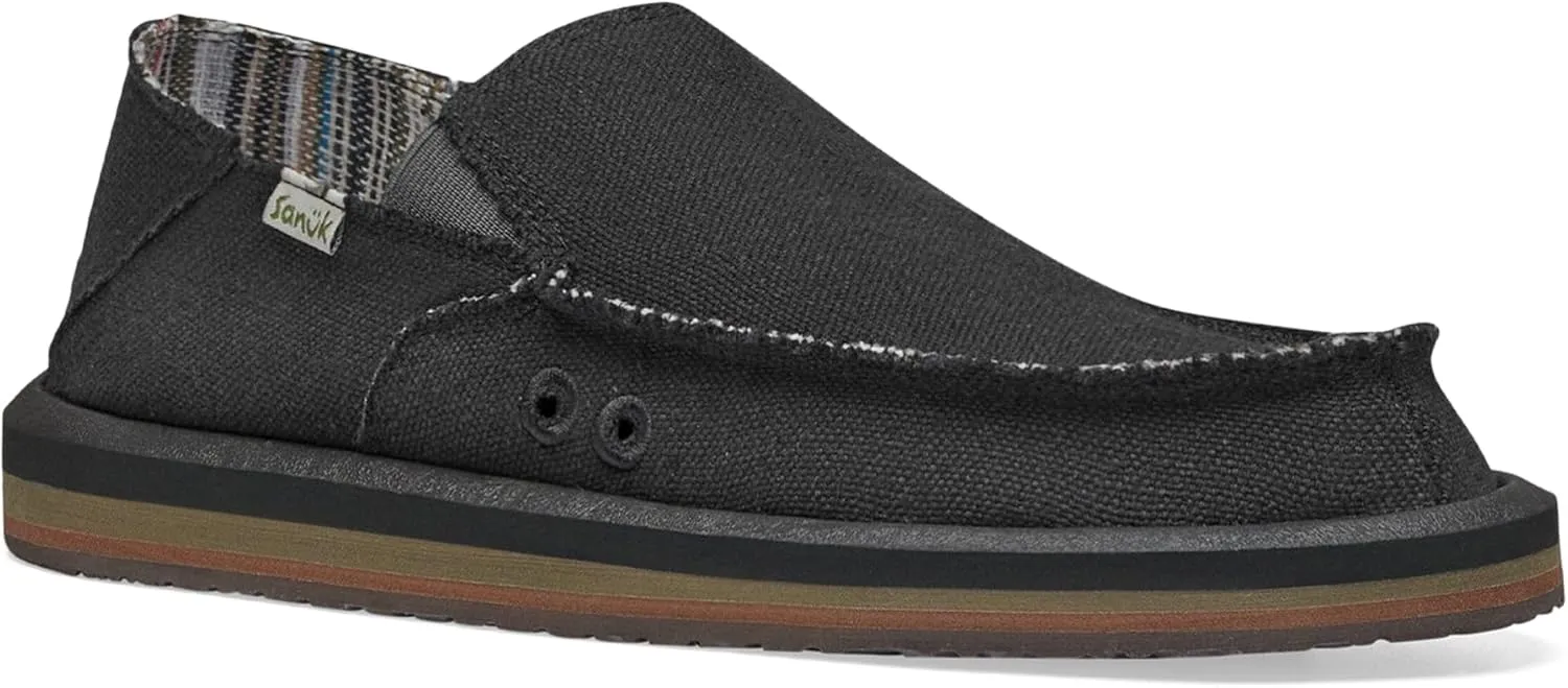 Sanuk Mens Donny Hemp Loafers | Mens Shoes | Slip On Shoes for Men | Men's Slip-on Loafers | Memory Foam Footbed