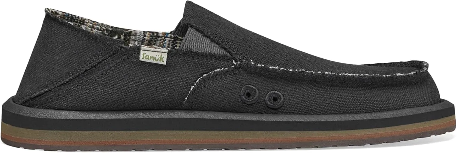 Sanuk Mens Donny Hemp Loafers | Mens Shoes | Slip On Shoes for Men | Men's Slip-on Loafers | Memory Foam Footbed