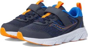 Saucony Wind 3.0 Alternative Closure (Little Big Kid) Sneaker, Navy/Peel, 1 Wide US Unisex