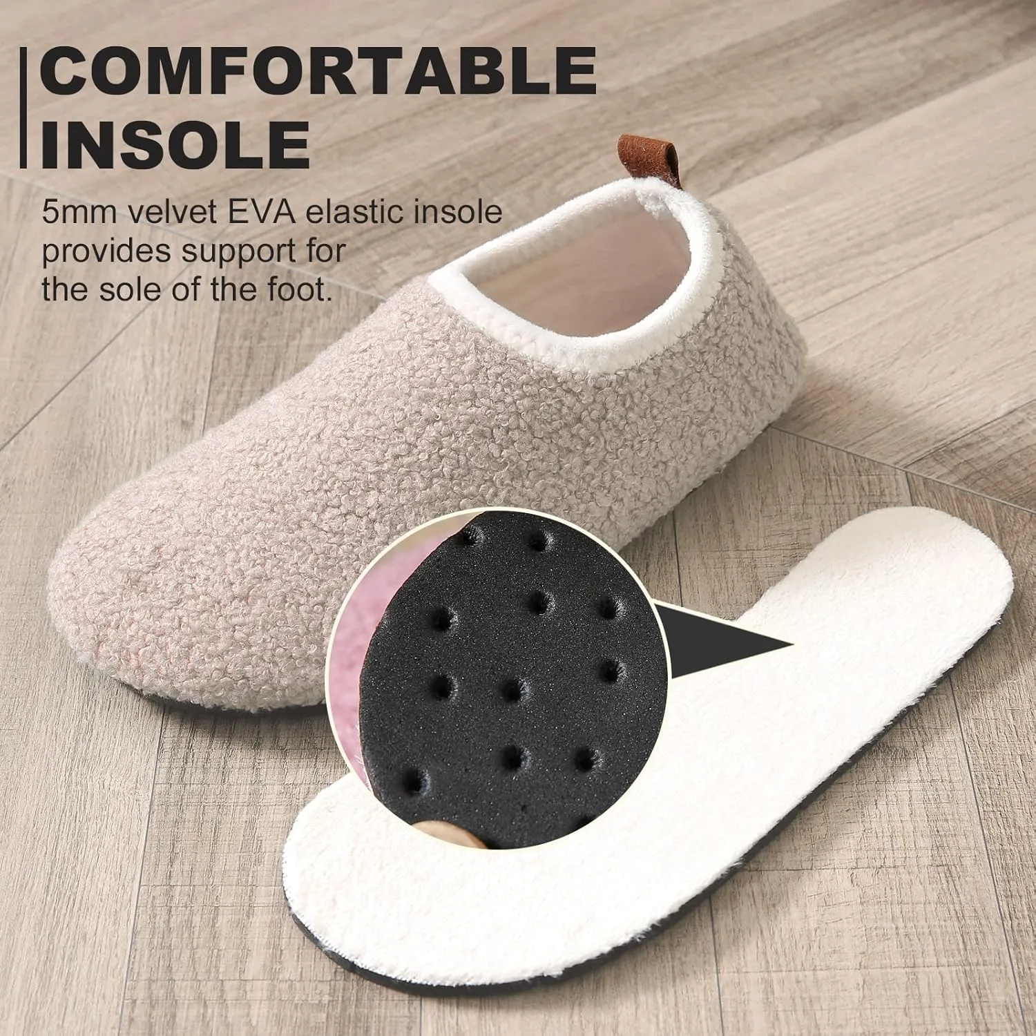 sazujinwu Women's House Shoes Fuzzy Fur Slippers Casual Non Slip Men's Barefoot Slipper Socks Warm Closed Lightweight and Breathable Indoor Outdoor Shoes