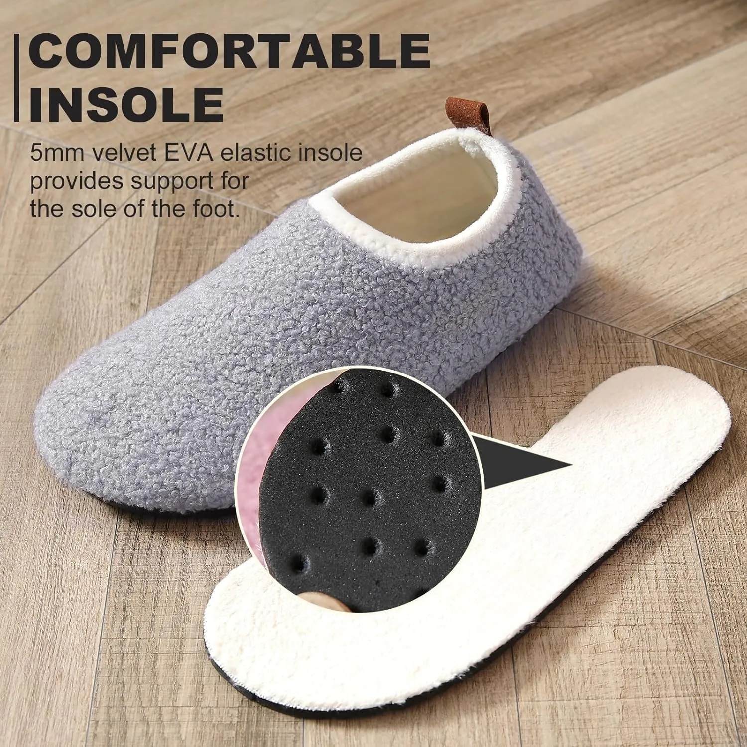 sazujinwu Women's House Shoes Fuzzy Fur Slippers Casual Non Slip Men's Barefoot Slipper Socks Warm Closed Lightweight and Breathable Indoor Outdoor Shoes
