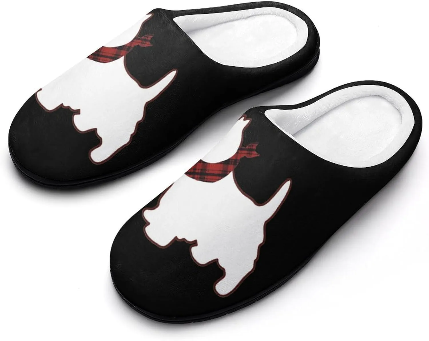 Scottie Dog Soft Warm Cotton Slippers for Women Flannel Home Shoes House Shoes Non-Slip Washable