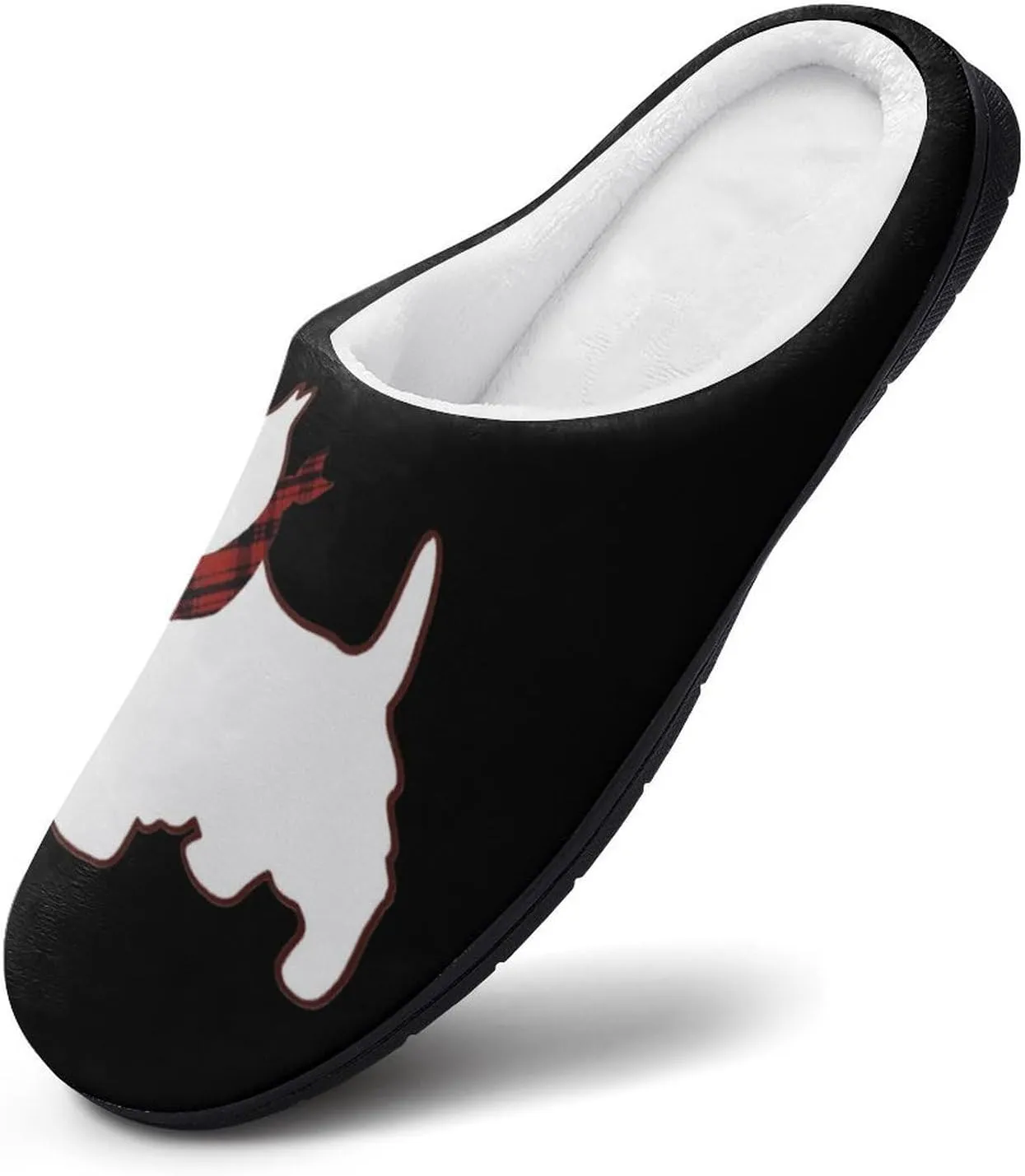 Scottie Dog Soft Warm Cotton Slippers for Women Flannel Home Shoes House Shoes Non-Slip Washable