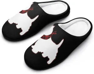 Scottie Dog Soft Warm Cotton Slippers for Women Flannel Home Shoes House Shoes Non-Slip Washable