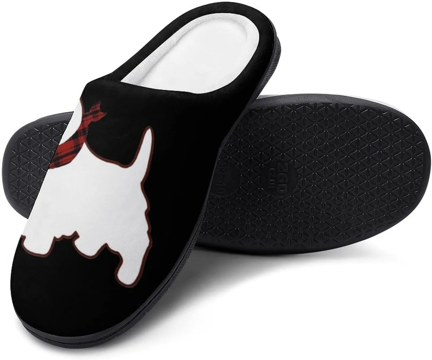 Scottie Dog Soft Warm Cotton Slippers for Women Flannel Home Shoes House Shoes Non-Slip Washable