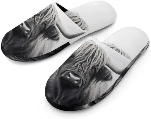 Scottish Highland Cow Women's Slippers Comfort Cotton House Slippers Slip On Bedroom Slippers