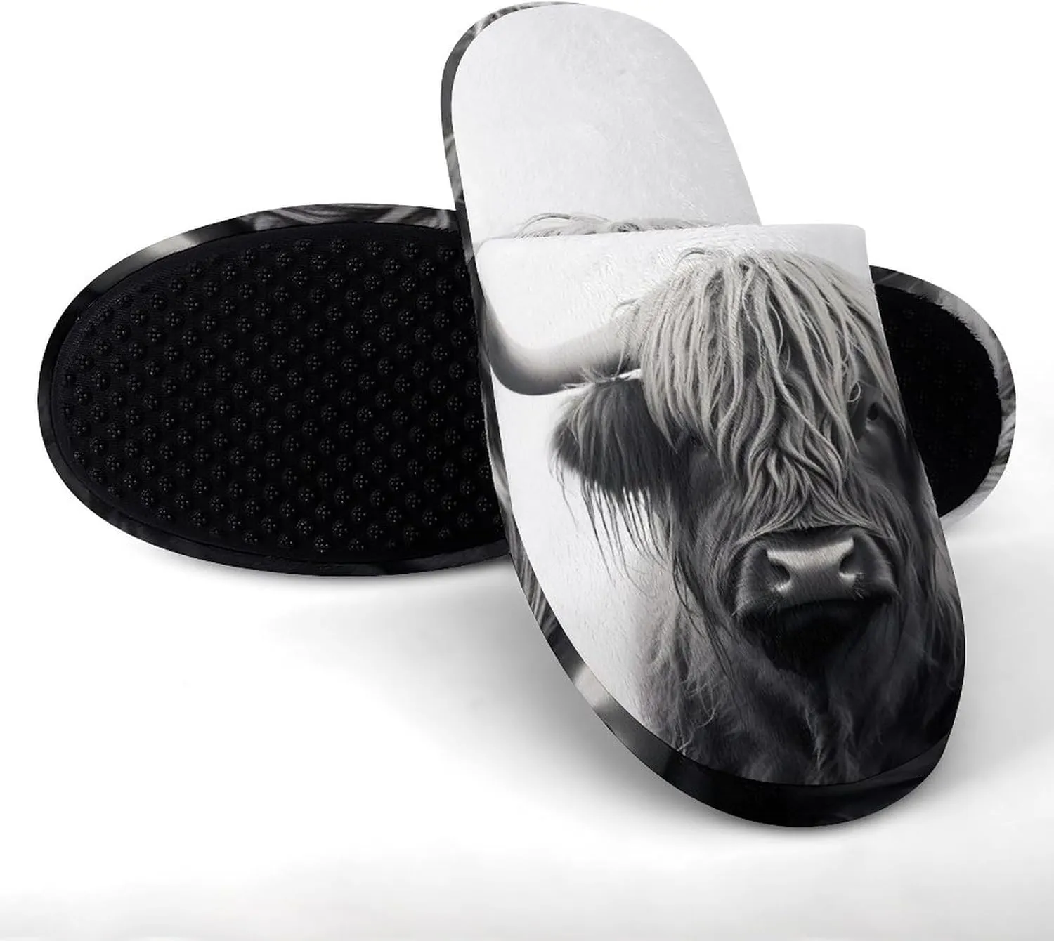 Scottish Highland Cow Women's Slippers Comfort Cotton House Slippers Slip On Bedroom Slippers