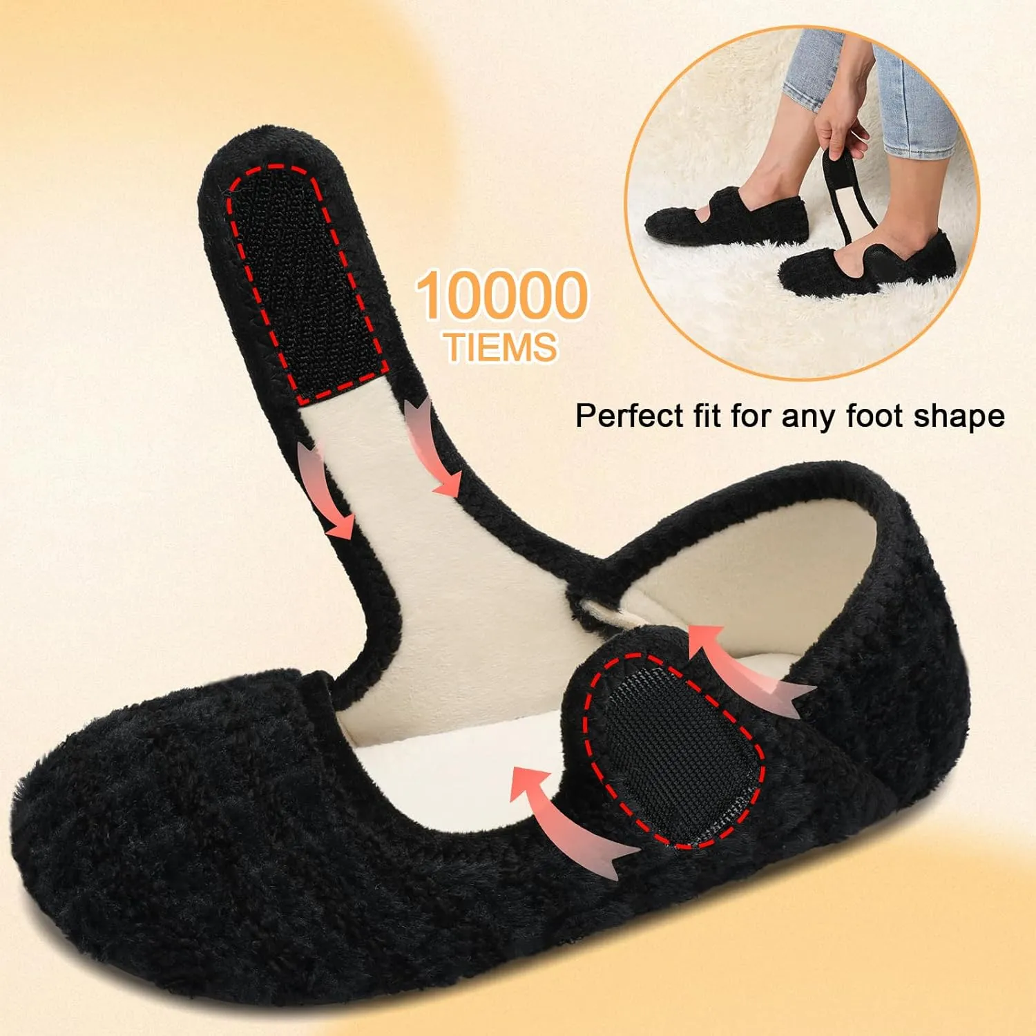 Scurtain Comfy House Slippers for Women Men Wide Diabetic Sock Slippers Soft Slip On Slippers Cozy Barefoot House Shoes