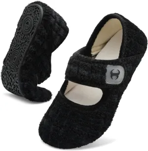 Scurtain Comfy House Slippers for Women Men Wide Diabetic Sock Slippers Soft Slip On Slippers Cozy Barefoot House Shoes