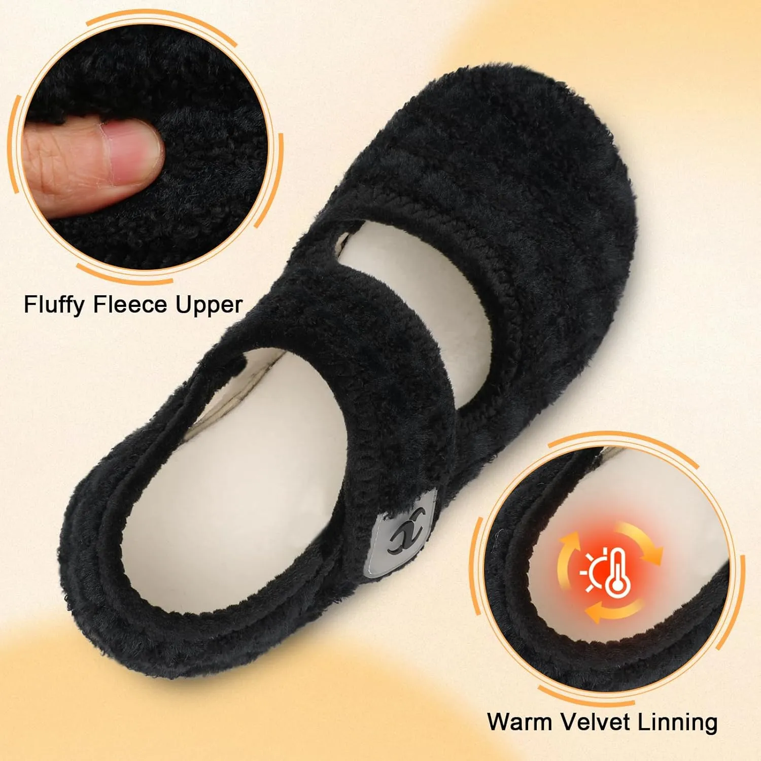 Scurtain Comfy House Slippers for Women Men Wide Diabetic Sock Slippers Soft Slip On Slippers Cozy Barefoot House Shoes