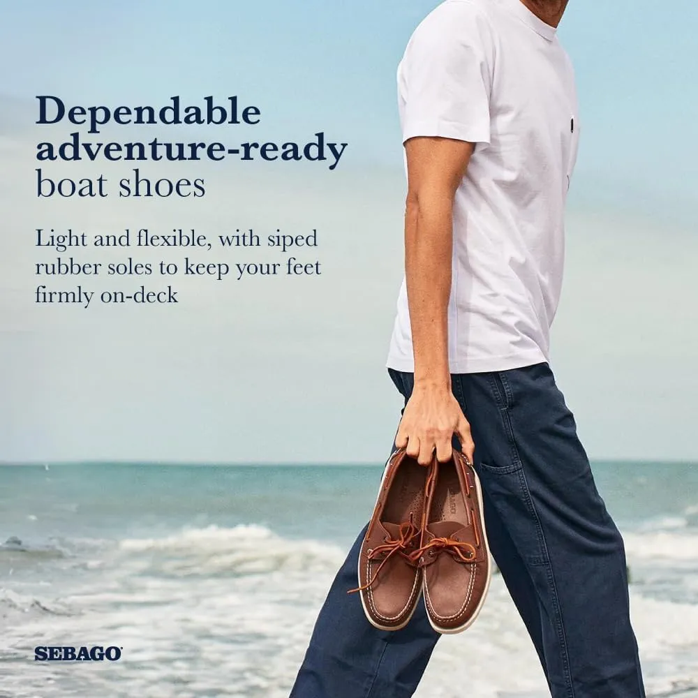 Sebago Portland Boat Shoes - Full-Grain Leather Moccasins, Handsewn with Leather Sock Lining and Non-Marking, Slip-Resistant Sipped Rubber Outsoles