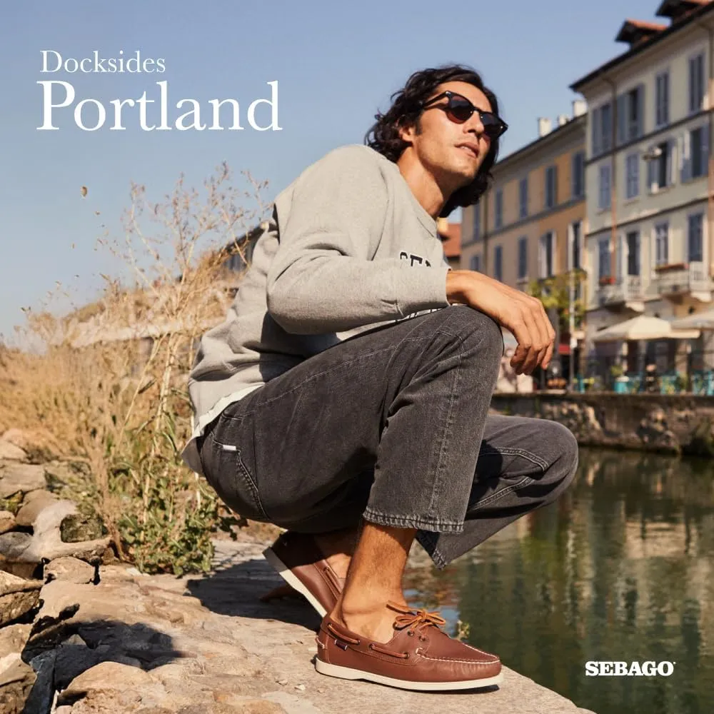 Sebago Portland Boat Shoes - Full-Grain Leather Moccasins, Handsewn with Leather Sock Lining and Non-Marking, Slip-Resistant Sipped Rubber Outsoles