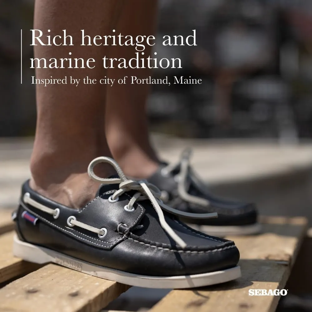 Sebago Portland Boat Shoes - Full-Grain Leather Moccasins, Handsewn with Leather Sock Lining and Non-Marking, Slip-Resistant Sipped Rubber Outsoles