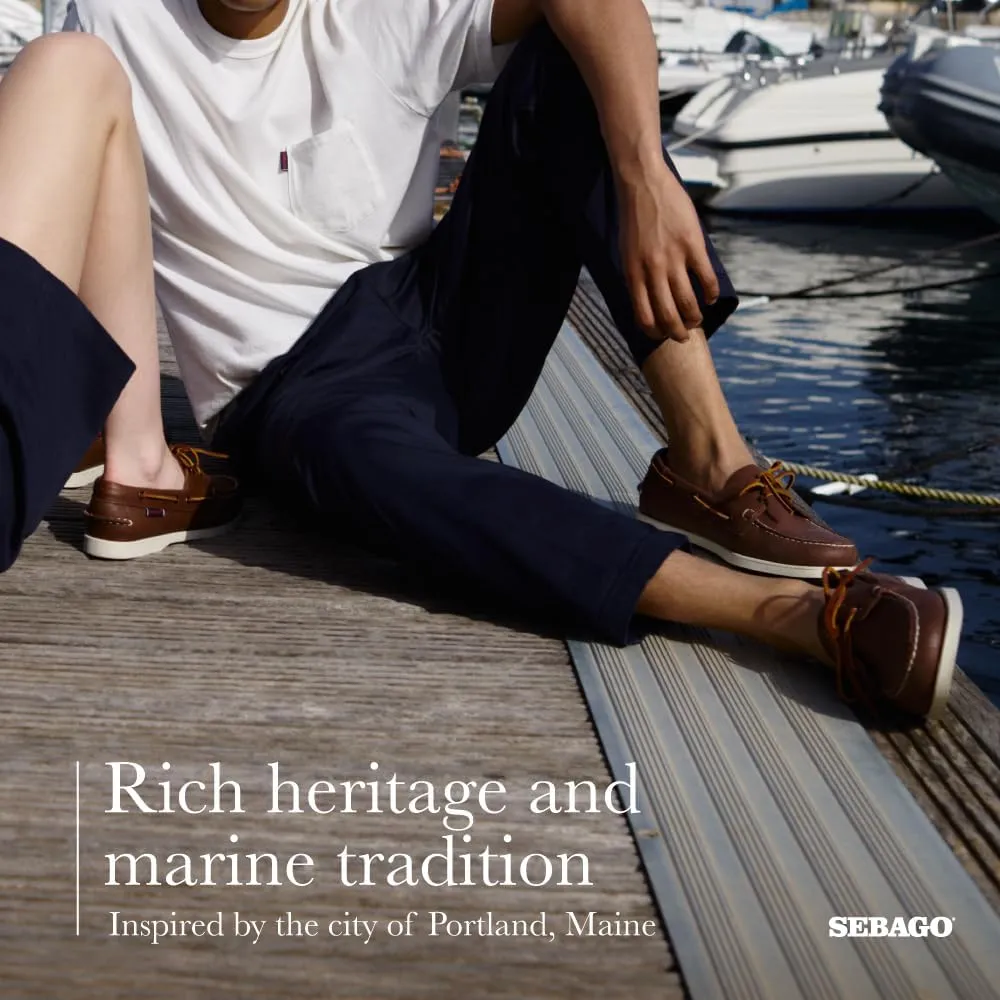 Sebago Portland Boat Shoes - Full-Grain Leather Moccasins, Handsewn with Leather Sock Lining and Non-Marking, Slip-Resistant Sipped Rubber Outsoles