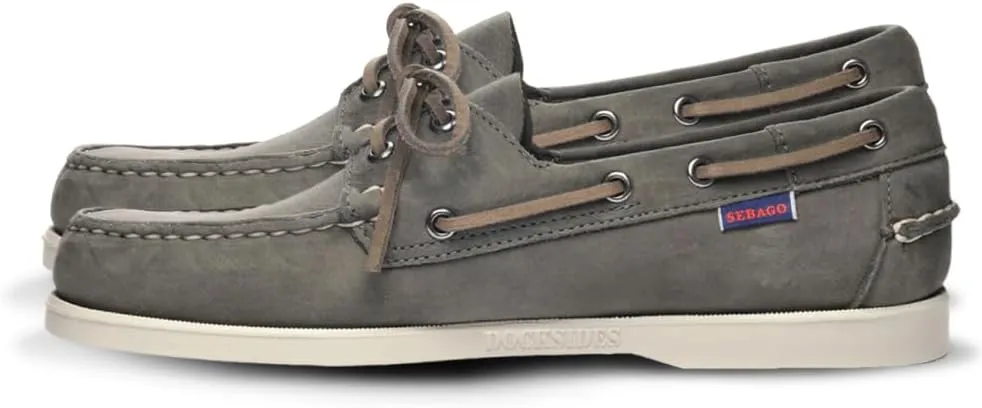 Sebago Portland Crazy H Boat Shoes - Patterned & Distressed Waxed Leather Mocassins with Leather Sock Lining & Non-Marking, Non-Slip Rubber Outsoles