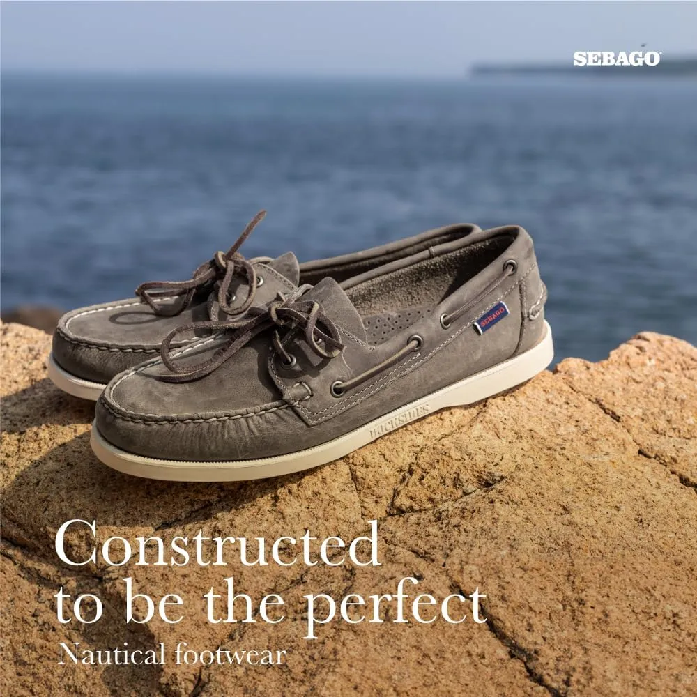 Sebago Portland Crazy H Boat Shoes - Patterned & Distressed Waxed Leather Mocassins with Leather Sock Lining & Non-Marking, Non-Slip Rubber Outsoles