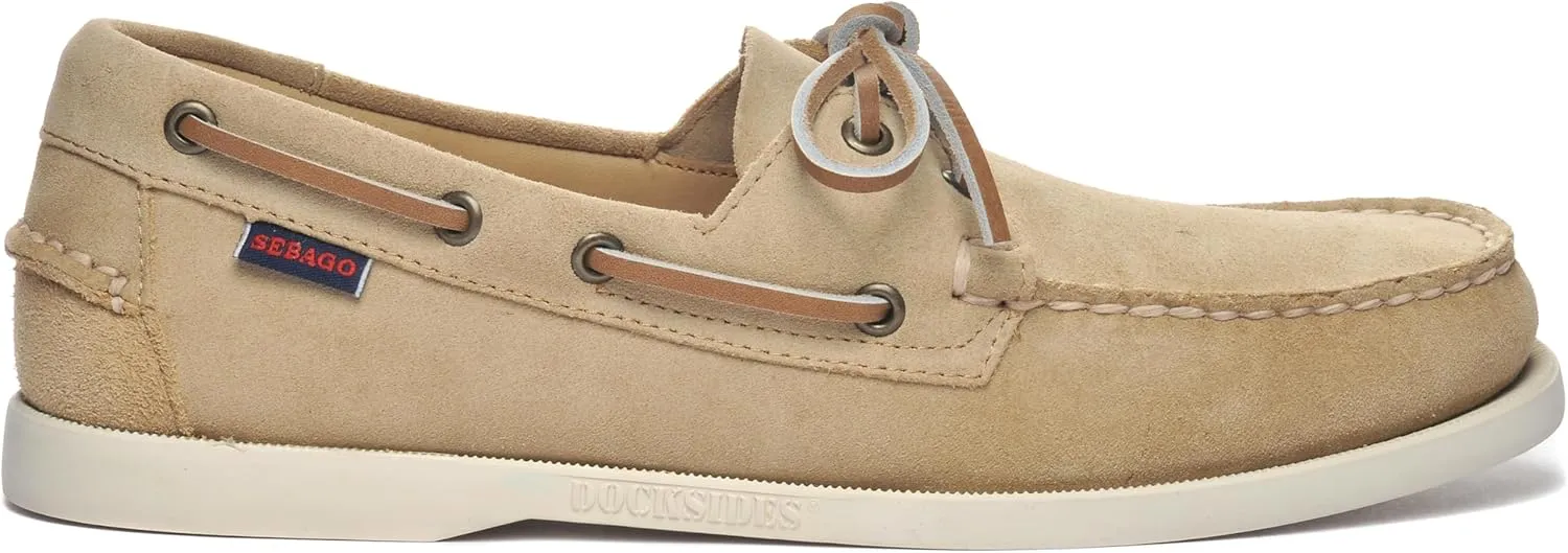 Sebago Portland Roughout Boat Shoes - Handsewn Roughout Leather Moccasins with Leather Sock Lining and Non-Marking, Non-Slip Siped Rubber Outsoles