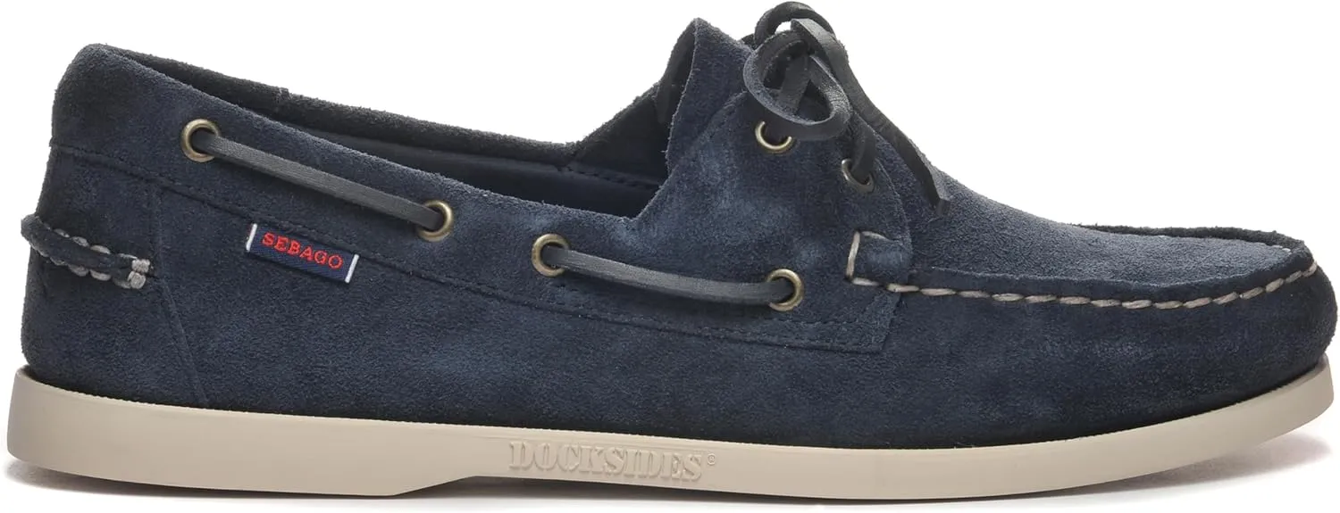 Sebago Portland Roughout Boat Shoes - Handsewn Roughout Leather Moccasins with Leather Sock Lining and Non-Marking, Non-Slip Siped Rubber Outsoles