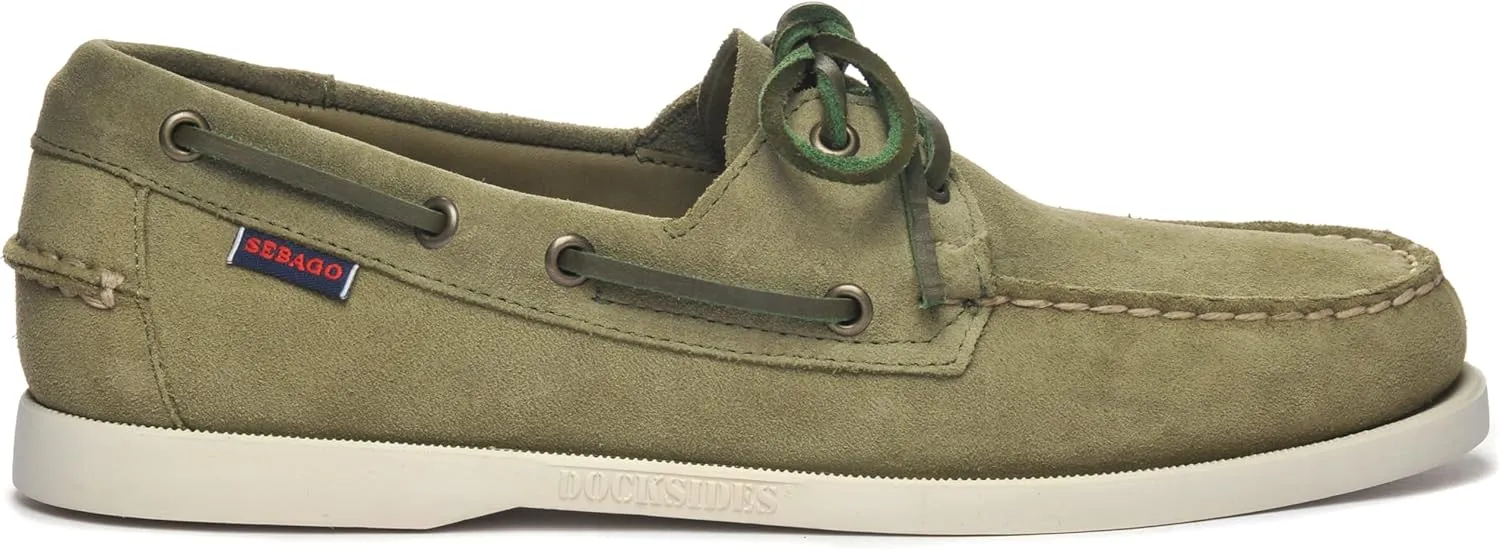 Sebago Portland Roughout Boat Shoes - Handsewn Roughout Leather Moccasins with Leather Sock Lining and Non-Marking, Non-Slip Siped Rubber Outsoles