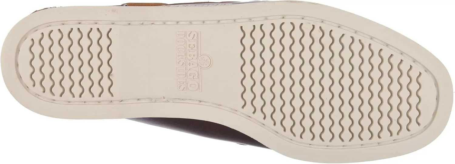 Sebago Portland Waxed Boat Shoes - Handsewn Waxed Leather Moccasins with Leather Sock Lining and Non-Marking, Slip-Resistant Rubber Outsoles