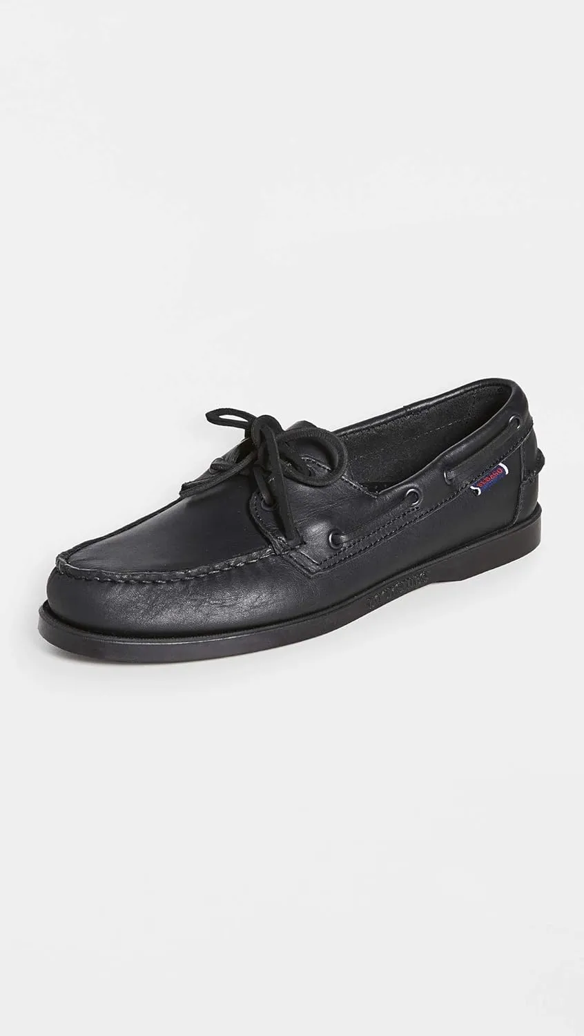 Sebago Portland Waxed Boat Shoes - Handsewn Waxed Leather Moccasins with Leather Sock Lining and Non-Marking, Slip-Resistant Rubber Outsoles