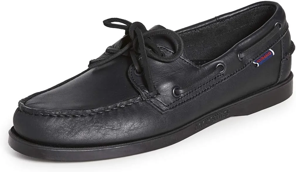Sebago Portland Waxed Boat Shoes - Handsewn Waxed Leather Moccasins with Leather Sock Lining and Non-Marking, Slip-Resistant Rubber Outsoles