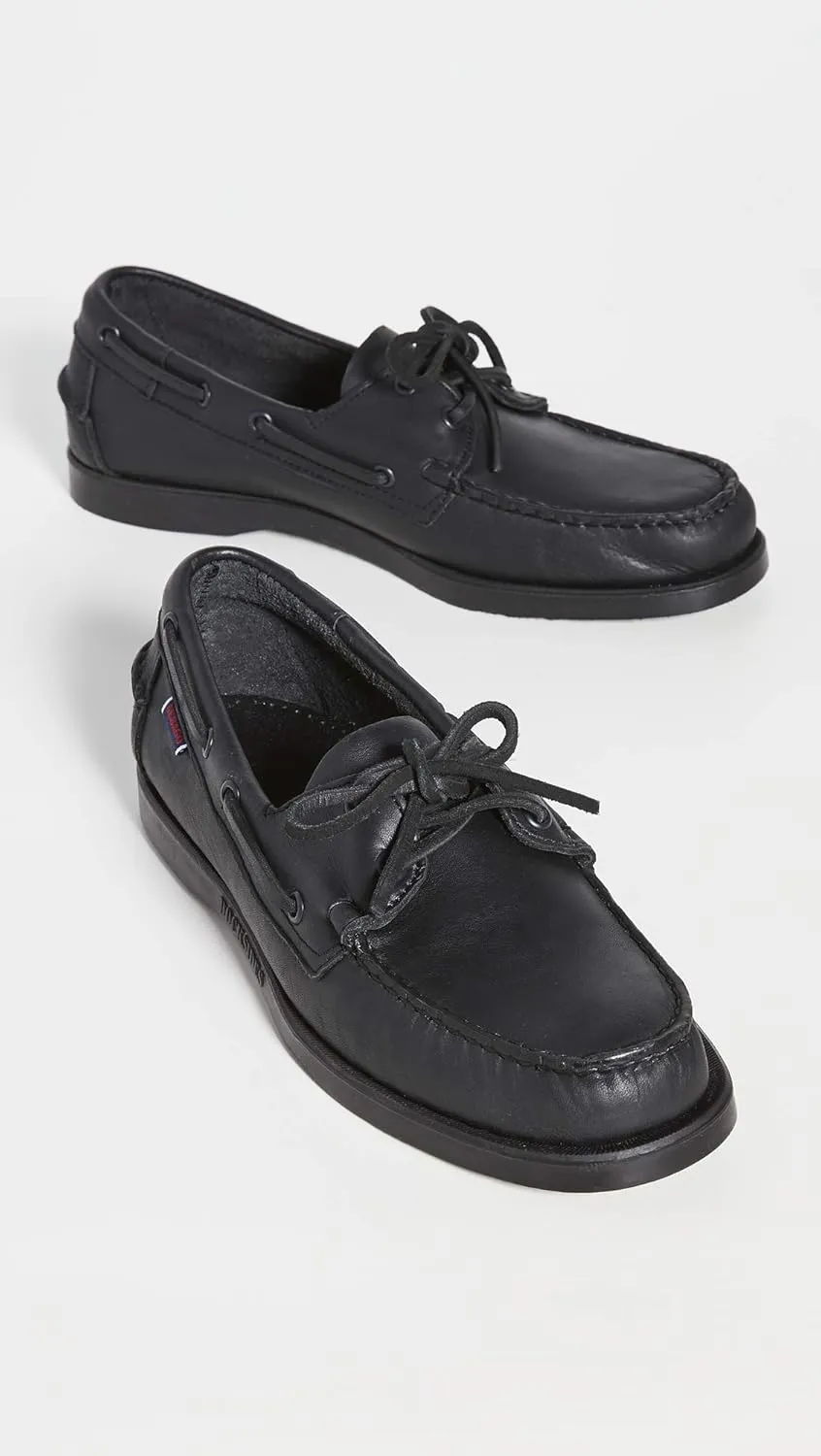 Sebago Portland Waxed Boat Shoes - Handsewn Waxed Leather Moccasins with Leather Sock Lining and Non-Marking, Slip-Resistant Rubber Outsoles