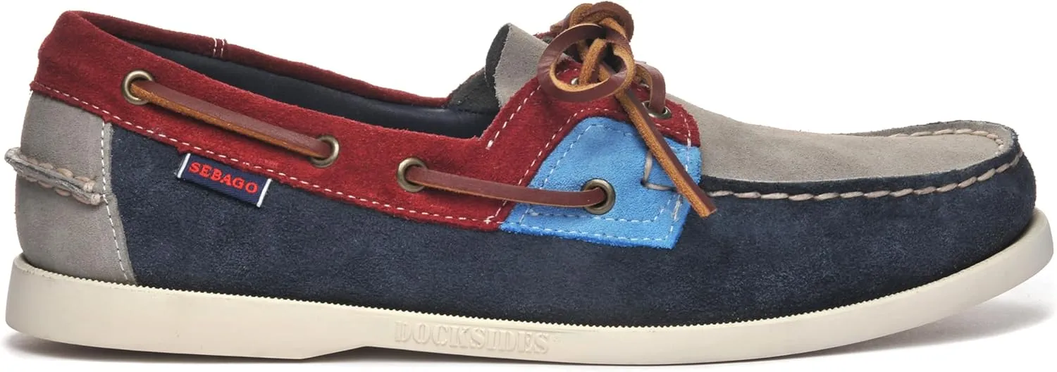 Sebago Ross Island Jib Boat Shoes - Handsewn Suede Moccasins with Leather Sock Lining and Non-Marking, Non-Slip Siped Rubber Soles