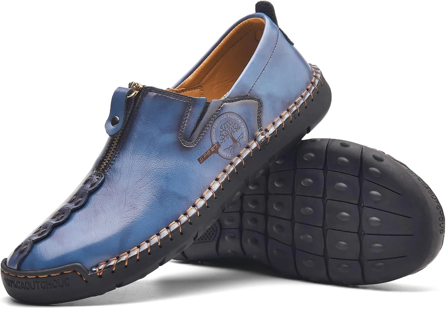 Shaire Men's Casual Leather Slip on Shoes, Breathable Comfortable Walking Shoes for Men