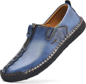 Shaire Men's Casual Leather Slip on Shoes, Breathable Comfortable Walking Shoes for Men