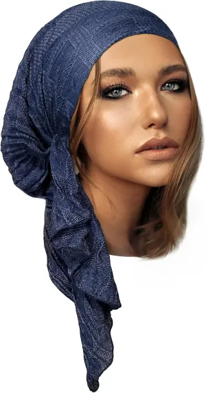ShariRose Cashmere Headscarf Headwear for Women Tichel Super Soft Headcovering Head cover Head wear Pre tied Bandana Handmade