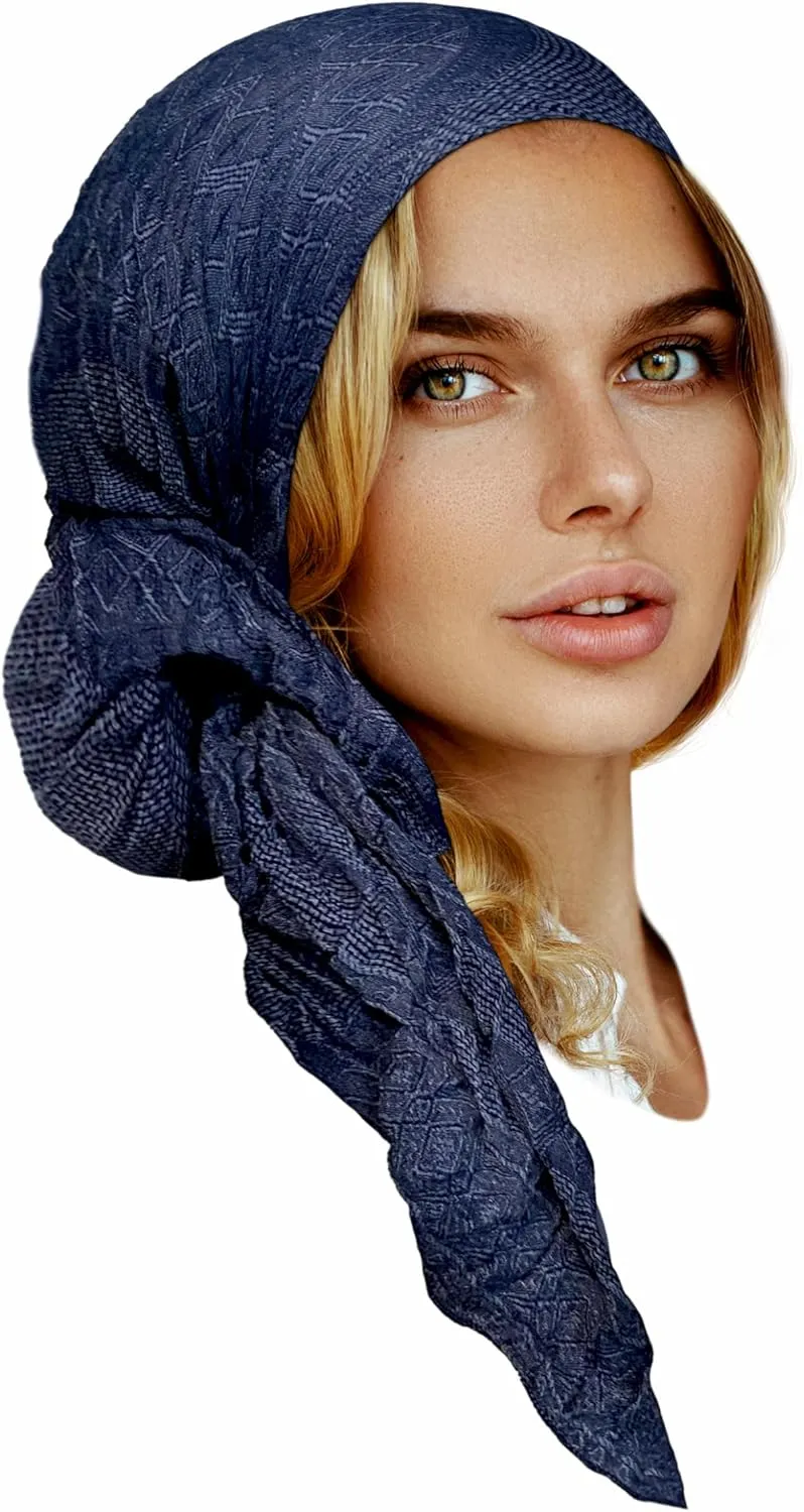 ShariRose Cashmere Headscarf Headwear for Women Tichel Super Soft Headcovering Head cover Head wear Pre tied Bandana Handmade