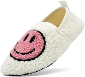 sharllen Smile Face Slippers Kids Girls Boys Plush Cute Warm Soft Happy Face Socks Slippers Shoes Fuzzy Cozy Non-Slip Toddler Slide Slippers for Little Big Kids Winter Indoor Outdoor