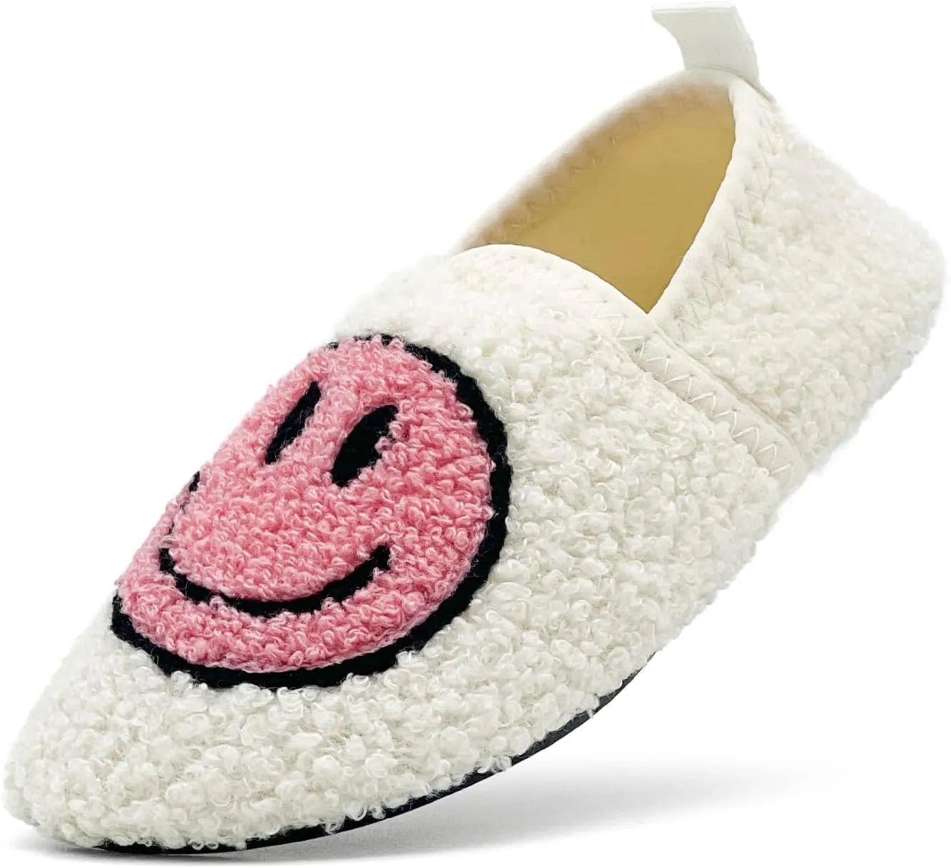 sharllen Smile Face Slippers Kids Girls Boys Plush Cute Warm Soft Happy Face Socks Slippers Shoes Fuzzy Cozy Non-Slip Toddler Slide Slippers for Little Big Kids Winter Indoor Outdoor