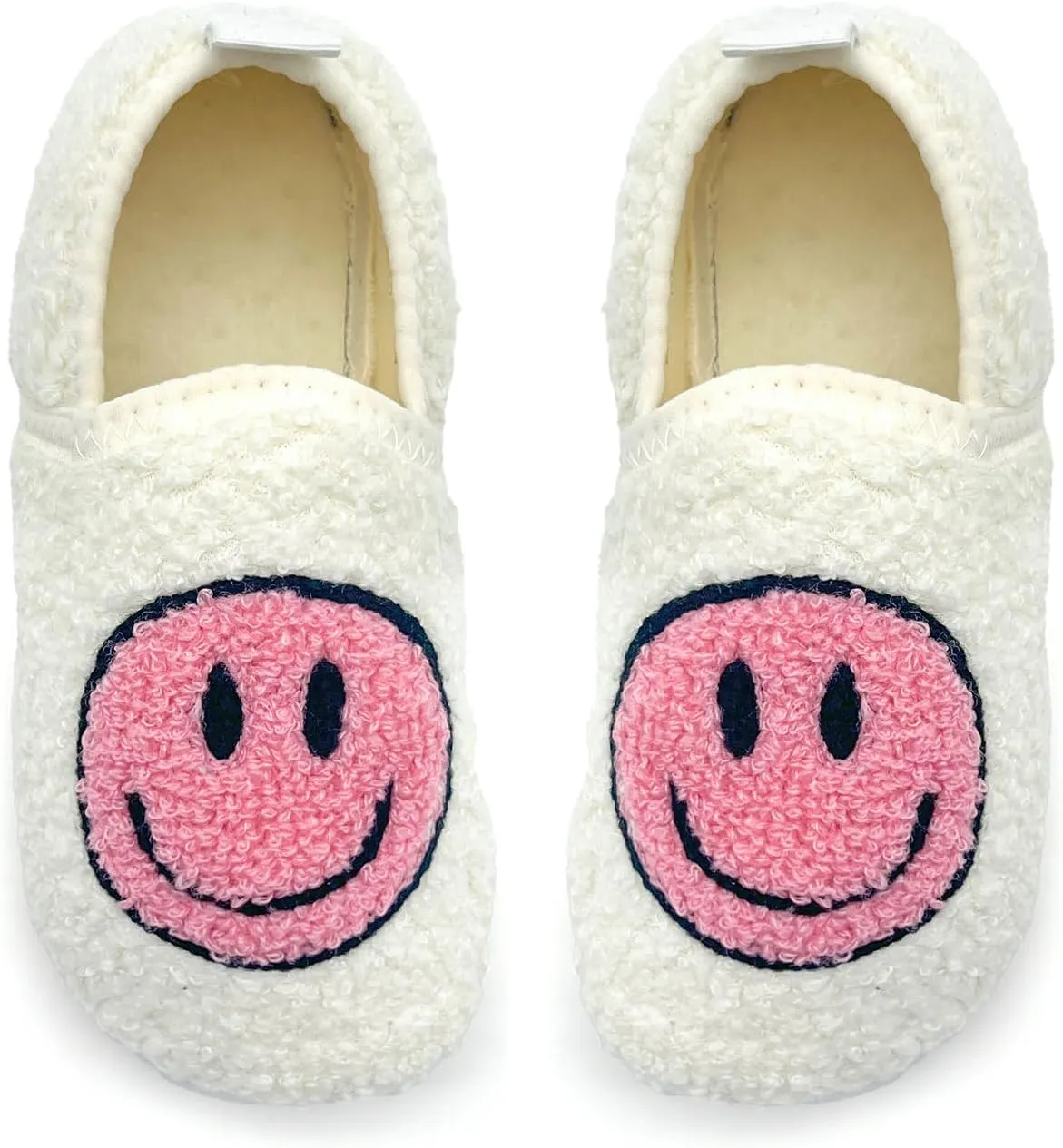 sharllen Smile Face Slippers Kids Girls Boys Plush Cute Warm Soft Happy Face Socks Slippers Shoes Fuzzy Cozy Non-Slip Toddler Slide Slippers for Little Big Kids Winter Indoor Outdoor