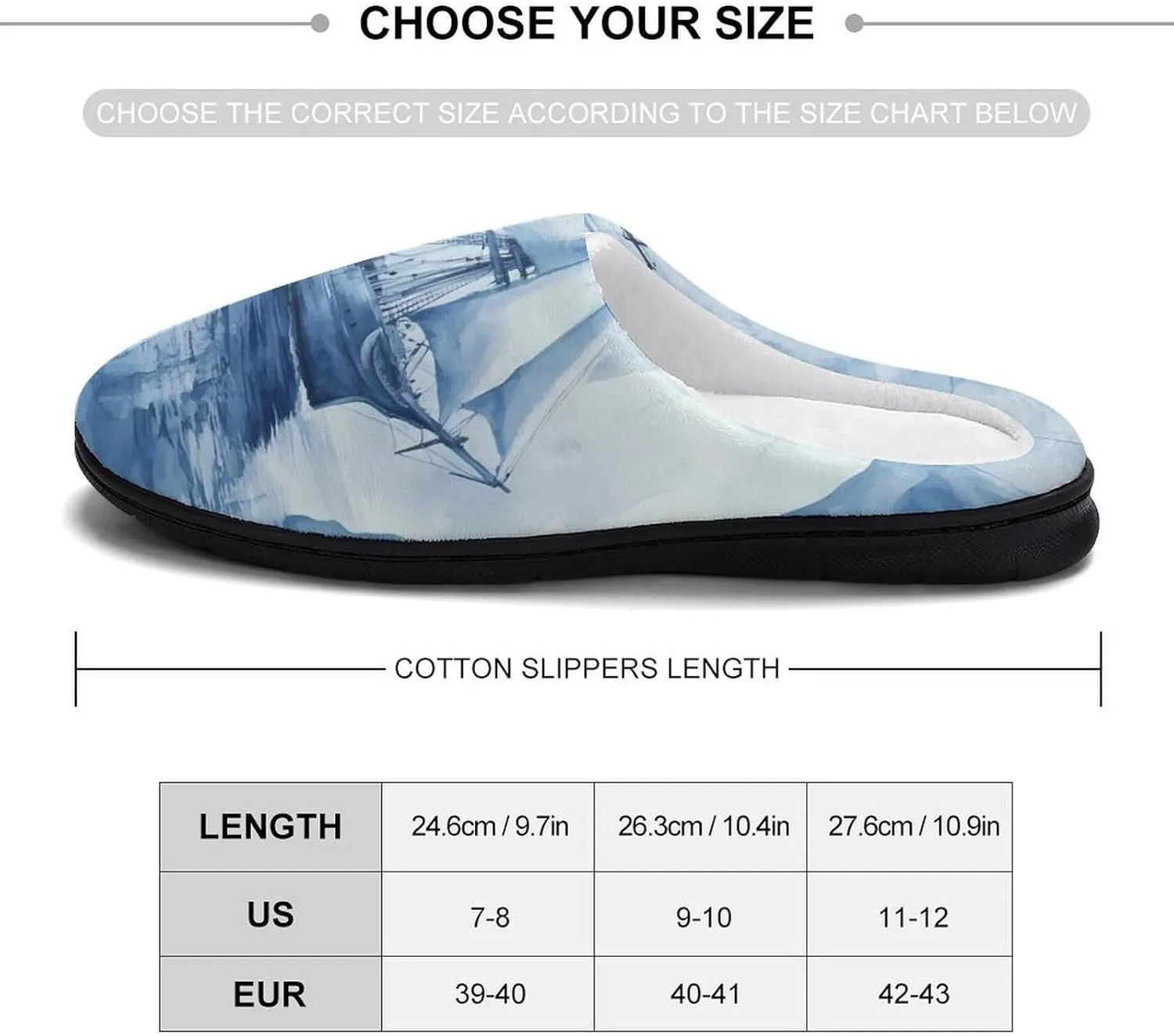 Ships in The Glacier Comfort Womens Cotton Slippers Winter Warm Slip-on House Shoes For Home Office Hotel